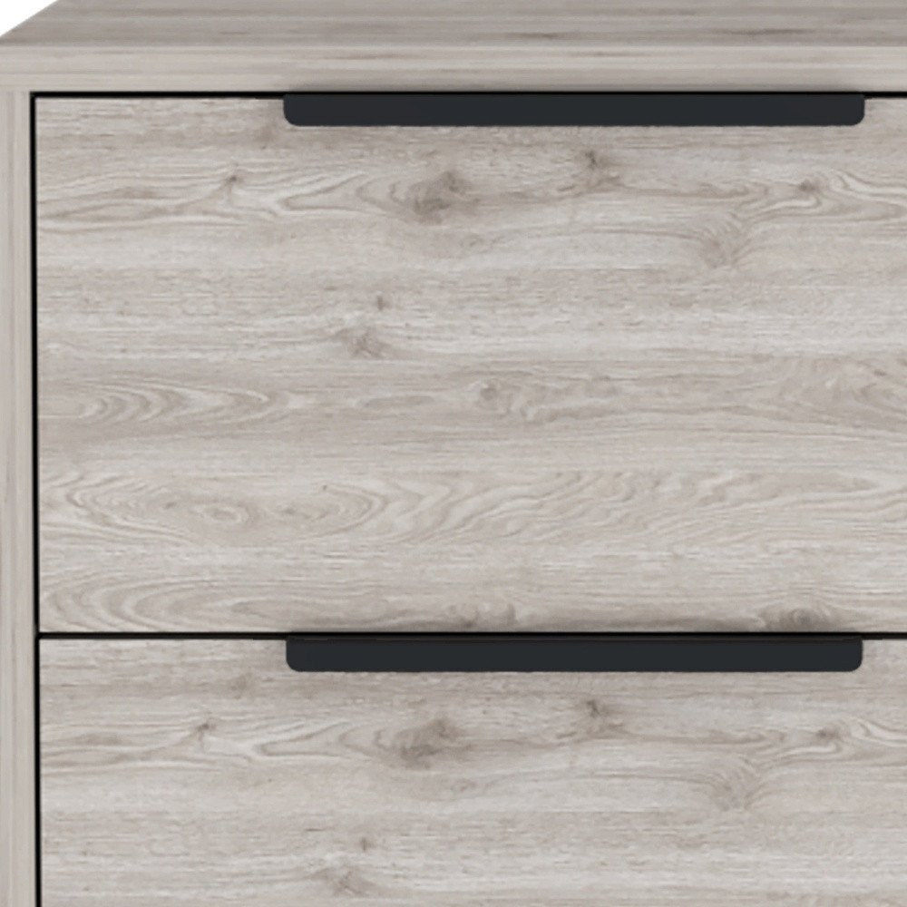 19" Gray Wood Two Drawer Nightstand