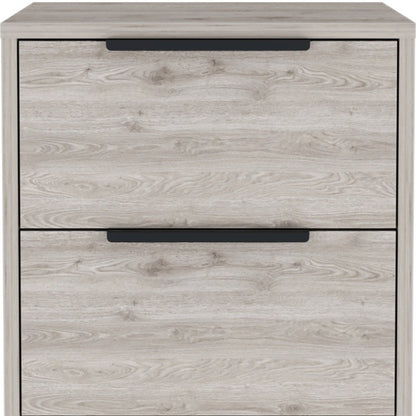 19" Gray Wood Two Drawer Nightstand