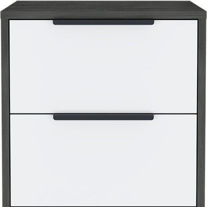 19" Gray Wood Two Drawer Nightstand