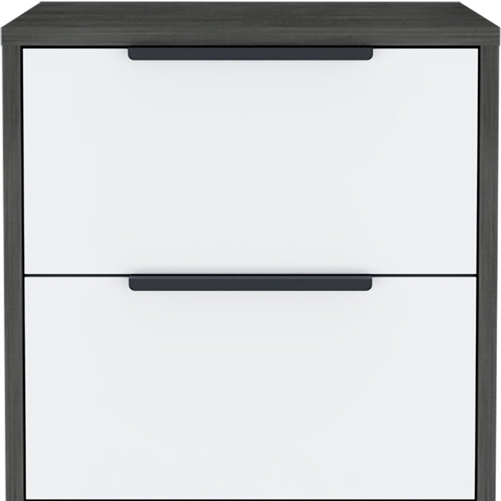 19" Gray Wood Two Drawer Nightstand