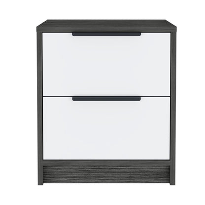 19" Gray Wood Two Drawer Nightstand