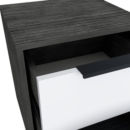 19" Gray Wood Two Drawer Nightstand