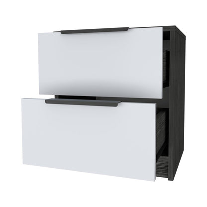 19" Gray Wood Two Drawer Nightstand