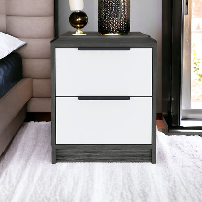 19" Gray Wood Two Drawer Nightstand