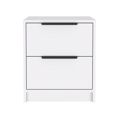 19" White Wood Two Drawer Nightstand