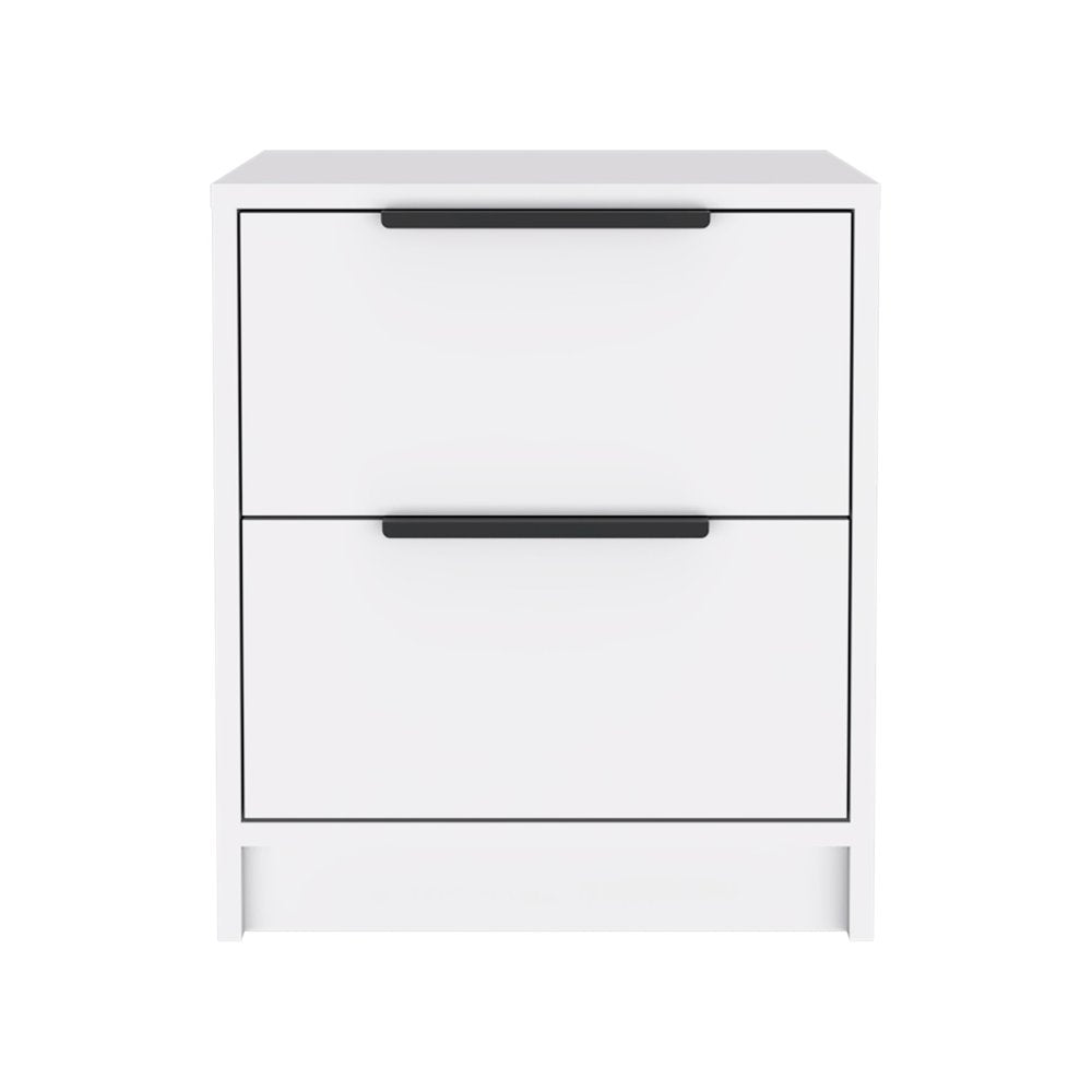 19" White Wood Two Drawer Nightstand
