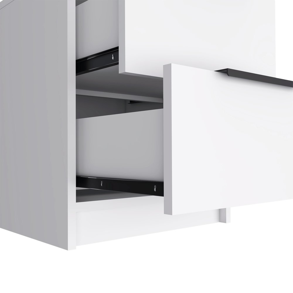 19" White Wood Two Drawer Nightstand