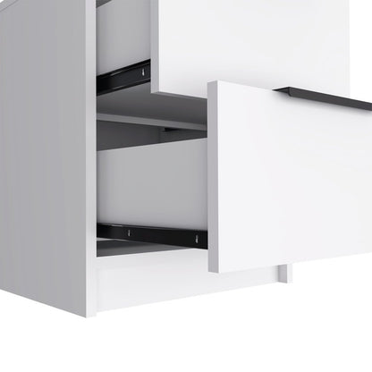 19" White Wood Two Drawer Nightstand