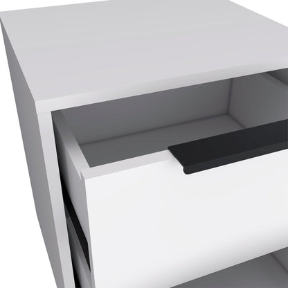 19" White Wood Two Drawer Nightstand
