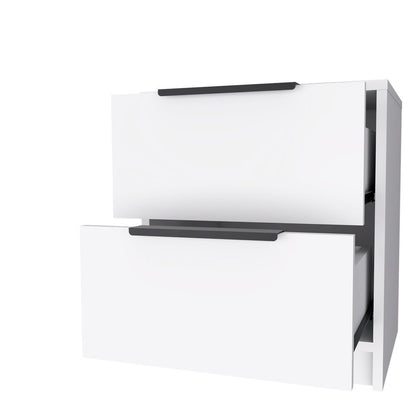 19" White Wood Two Drawer Nightstand