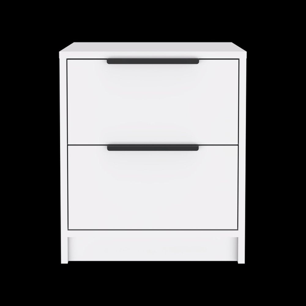 19" White Wood Two Drawer Nightstand