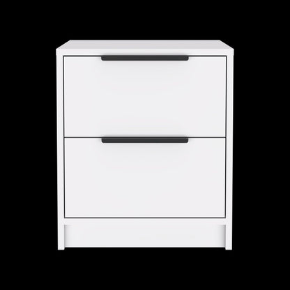 19" White Wood Two Drawer Nightstand
