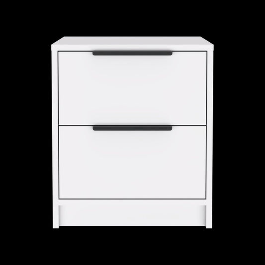 19" White Wood Two Drawer Nightstand