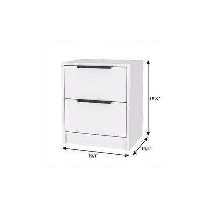 19" White Wood Two Drawer Nightstand