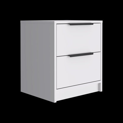 19" White Wood Two Drawer Nightstand