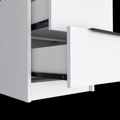 19" White Wood Two Drawer Nightstand