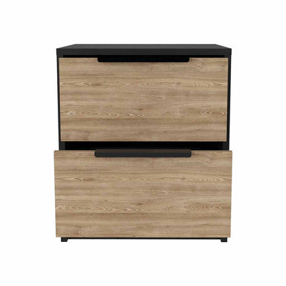 19" Black Wood Two Drawer Nightstand