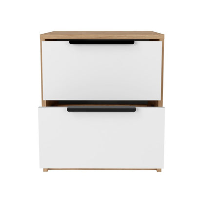 19" White Wood Two Drawer Nightstand