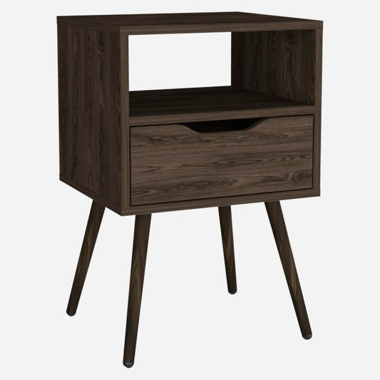 25" Brown Wood One Drawer Nightstand