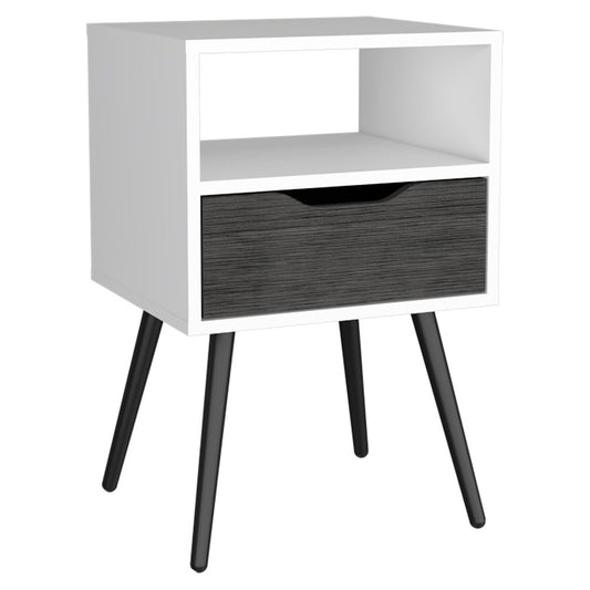 25" Gray Wood One Drawer Nightstand