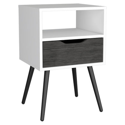 25" Gray Wood One Drawer Nightstand