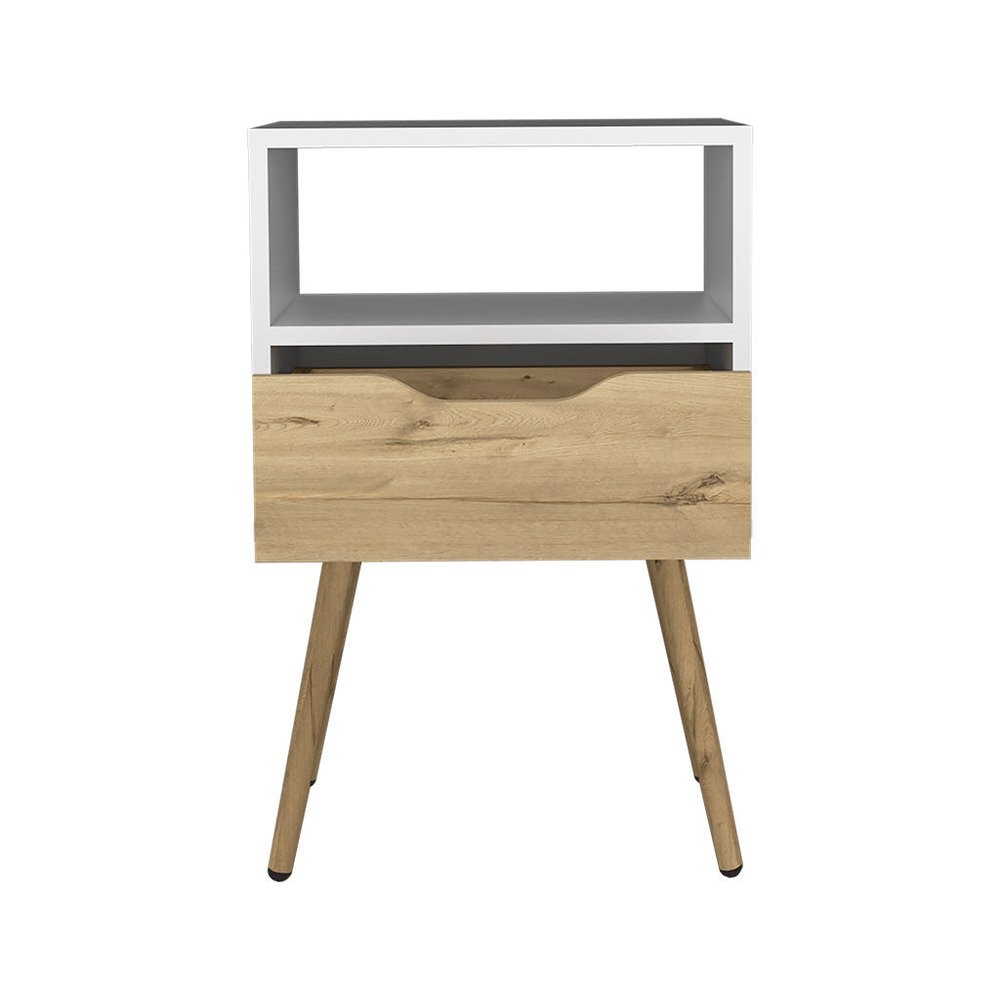 25" White Wood One Drawer Nightstand