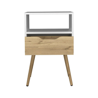 25" White Wood One Drawer Nightstand