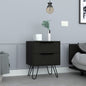 22" Black Wood Two Drawer Nightstand