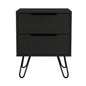 22" Black Wood Two Drawer Nightstand