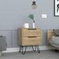 22" Oak Wood Two Drawer Nightstand