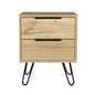 22" Oak Wood Two Drawer Nightstand