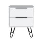 22" White Two Drawer Faux Wood Nightstand