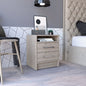20" Gray Wood Two Drawer Nightstand