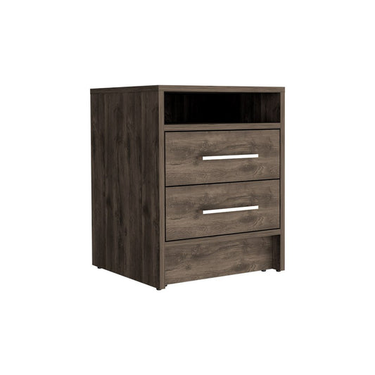 20" Brown Wood Two Drawer Nightstand