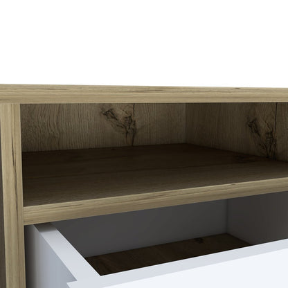 20" White Wood Two Drawer Nightstand