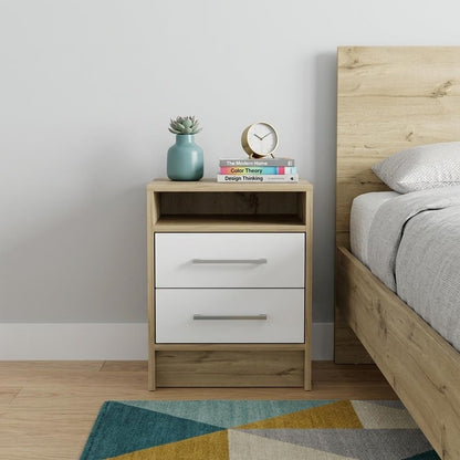 20" White Wood Two Drawer Nightstand