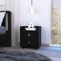 22" Black Wood Two Drawer Nightstand