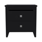 24" Black Wood Two Drawer Nightstand