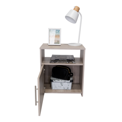 23" Gray Faux Wood Nightstand With Storage