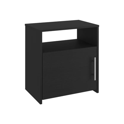 23" Black Faux Wood Nightstand With Storage