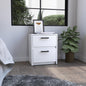 19" White Wood Two Drawer Nightstand