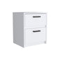 19" White Wood Two Drawer Nightstand