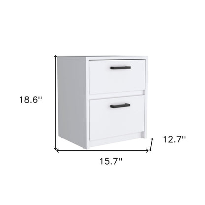 19" White Wood Two Drawer Nightstand