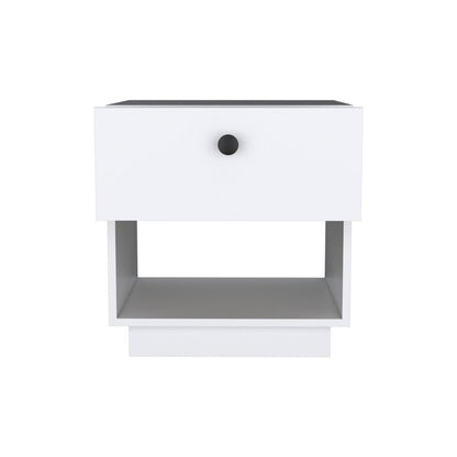 20" White Wood One Drawer Nightstand