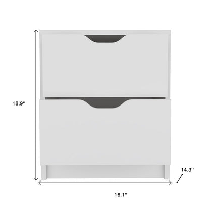 19" White Wood Two Drawer Nightstand
