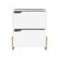 20" White And Natural Wood Two Drawer Nightstand