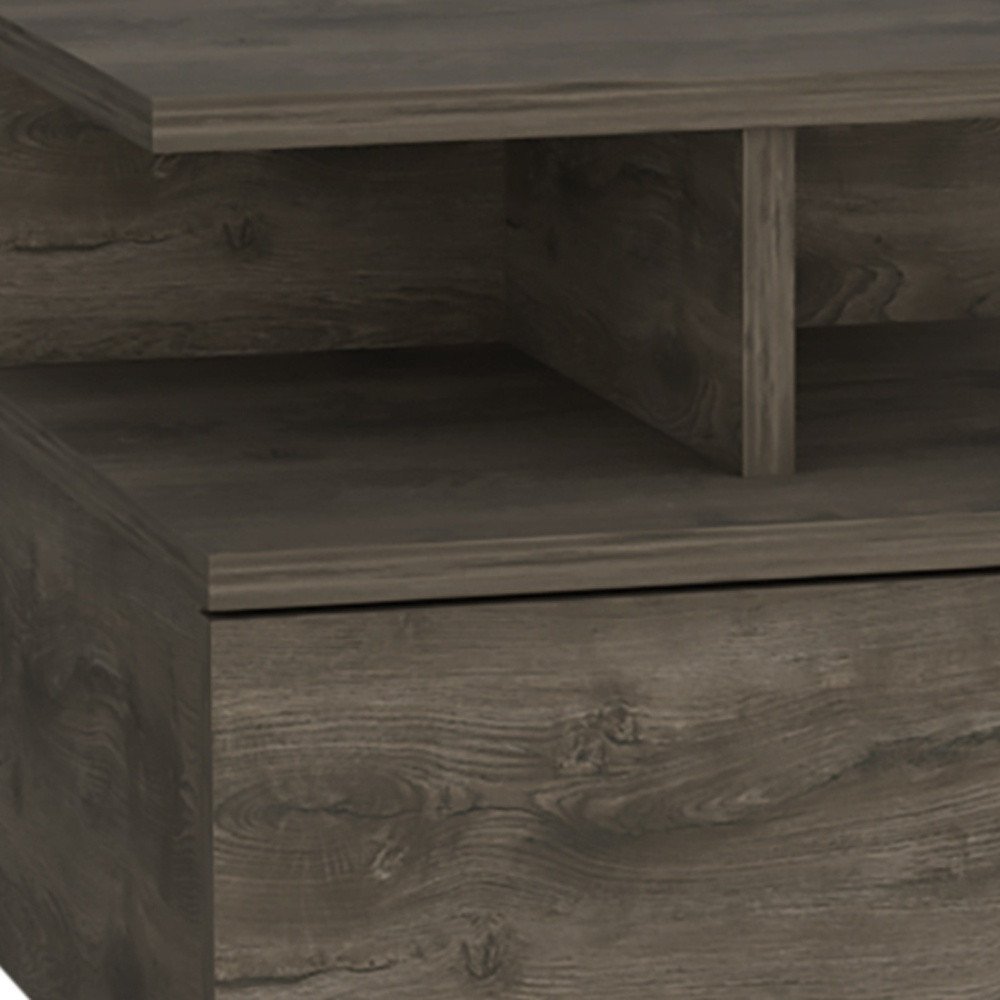 12" Brown Wood One Drawer Floating Nightstand