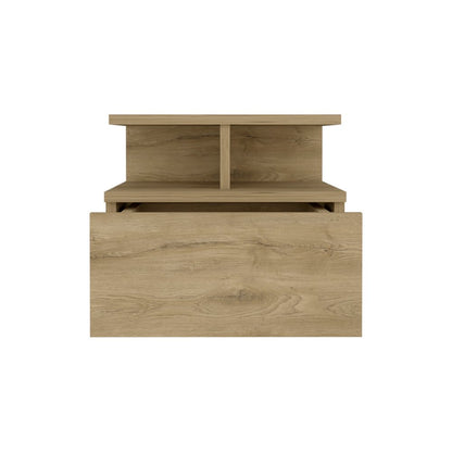 12" Beige Wood One Drawer Floating Nightstand