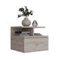 12" Gray Wood One Drawer Floating Nightstand