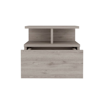 12" Gray Wood One Drawer Floating Nightstand